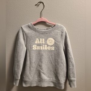 (3/$10) 3T Girls, Cat & Jack, All Smiles Gray Sweatshirt
